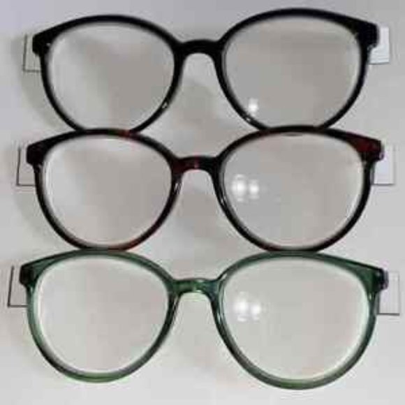 2.00 BETSEY JOHNSON 3 Reading Glasses THIN TORTOISE GREEN ROUND light weight - Picture 3 of 7